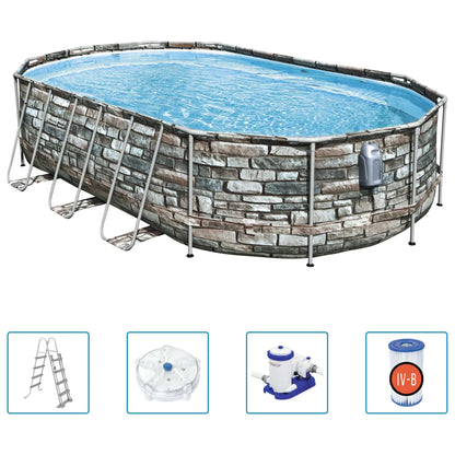 Bestway Set Piscina Power Steel Comfort Jet Series Ovale 610x366x122cm - homemem39