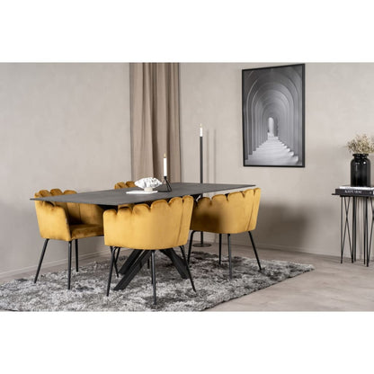 Venture Home Sedia da Pranzo Limhamn Velluto Nero e Giallo - homemem39