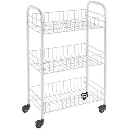 Metaltex Carrello da Cucina con 3 Cestini Siena Bianco - homemem39