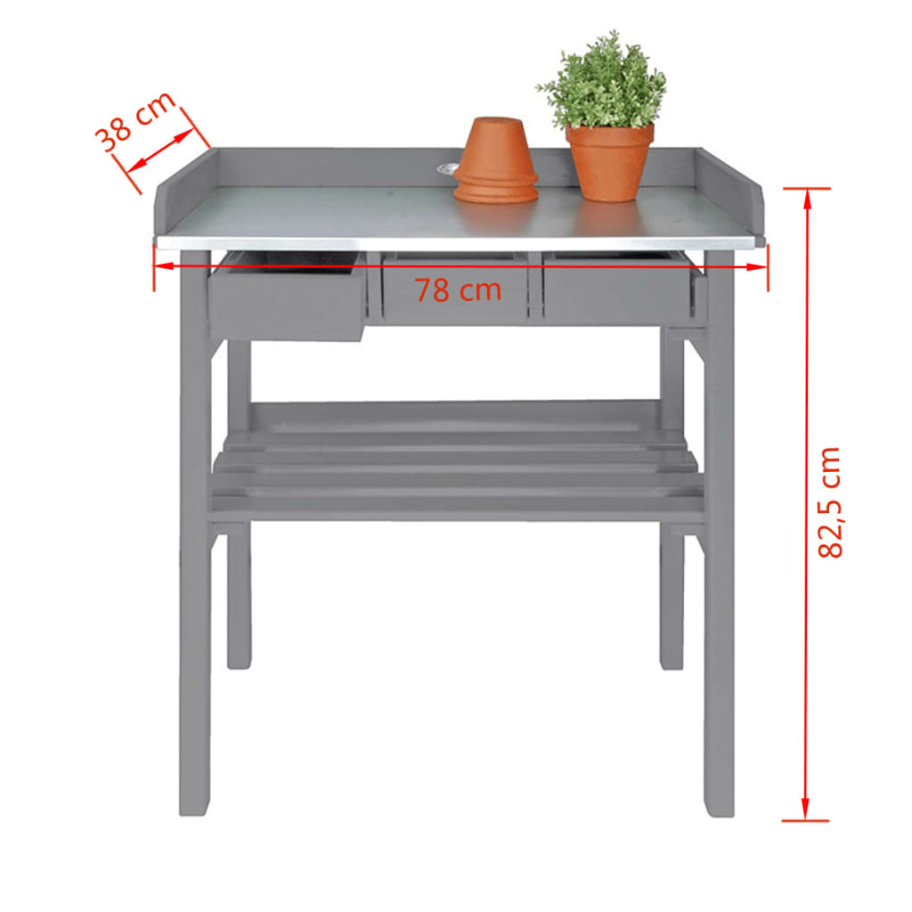 Esschert Design Banco da Lavoro da Giardino Grigio CF29G - homemem39