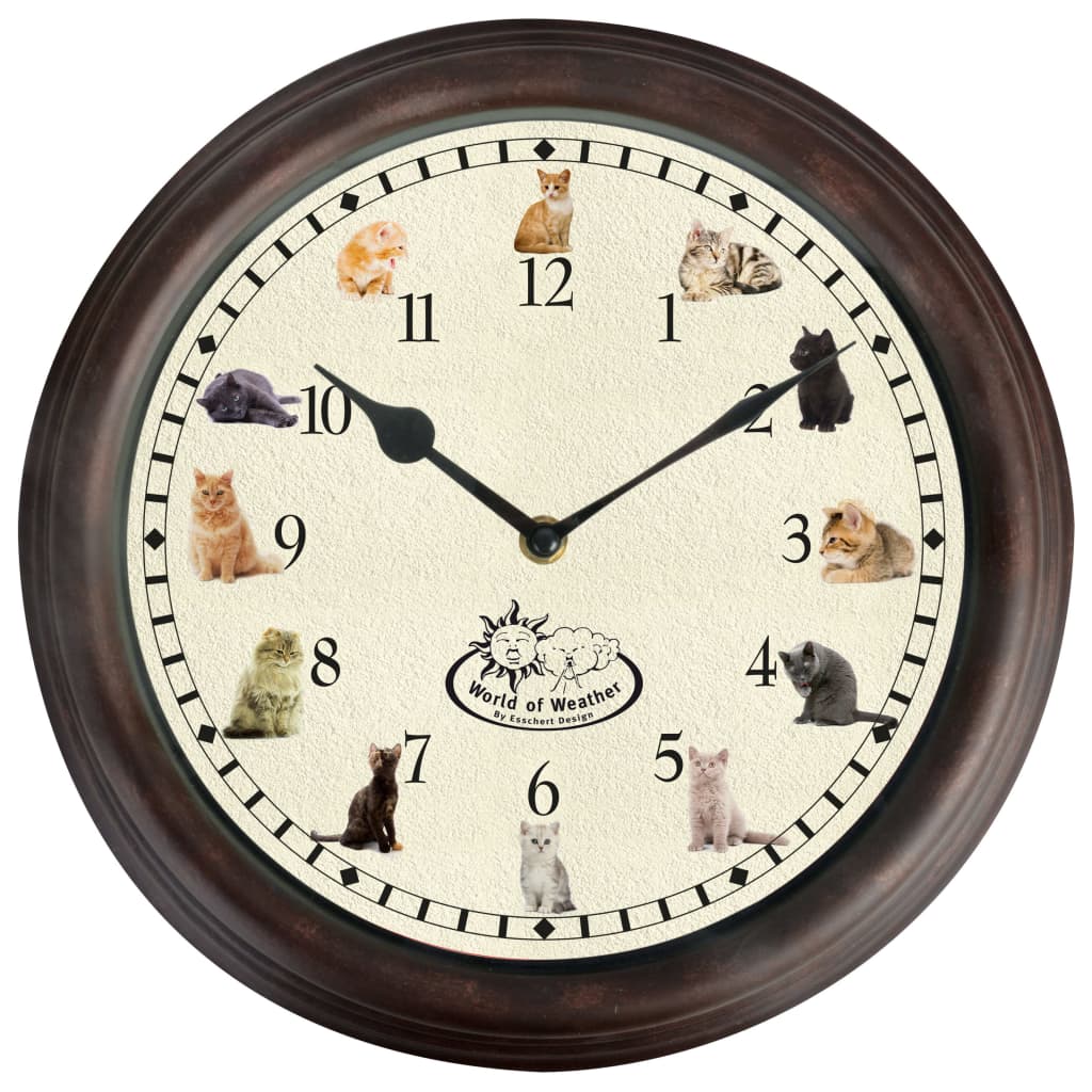 Esschert Design Orologio con Decorazioni e Suoni a Tema Gatto - homemem39