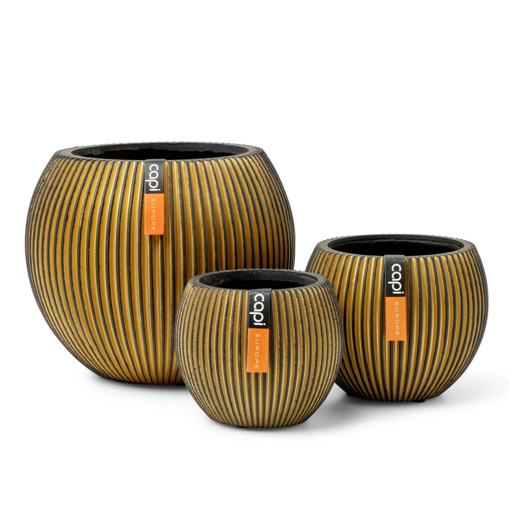 Capi Set di Vasi a Sfera 3 pz Groove Dorato - homemem39