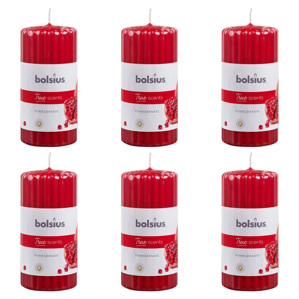 Bolsius Candele Profumate Rigate 6 pz 120x58 mm Melograno - homemem39