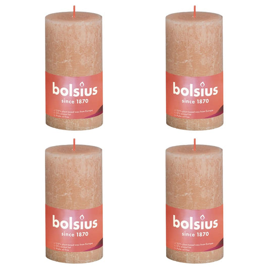 Bolsius Candele Rustiche a Colonna Shine 4 pz 130x68 mm Rosa Nebbia - homemem39