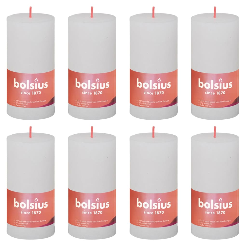 Bolsius Candele Rustiche a Colonna Shine 8 pz 100x50 mm Bianco Nuvola - homemem39