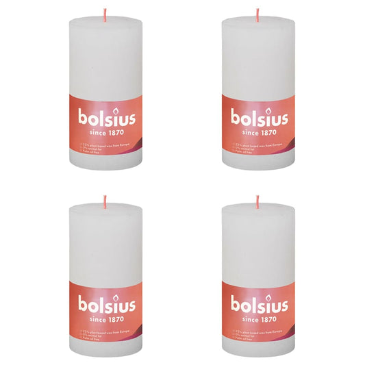 Bolsius Candele Rustiche a Colonna Shine 4 pz 130x68 mm Bianco Nuvola - homemem39