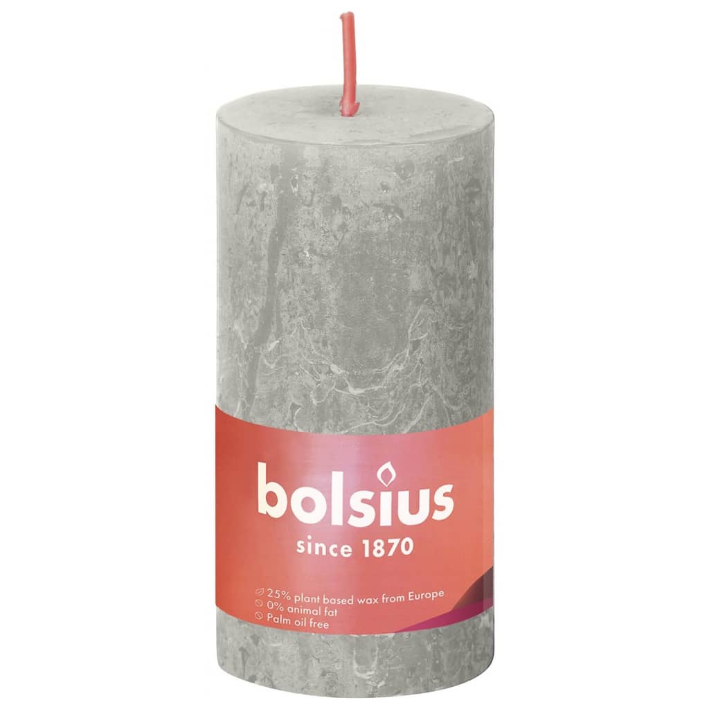 Bolsius Candele Rustiche a Colonna Shine 8 pz 100x50 mm Grigio Sabbia - homemem39