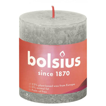 Bolsius Candele Rustiche Colonna Shine 4 pz 80x68 mm Grigio Sabbia - homemem39