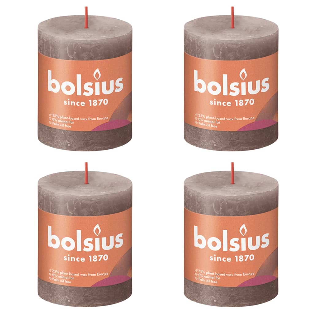 Bolsius Candele Rustiche a Colonna Shine 4 pz 80x68 mm Rosa Nebbia - homemem39