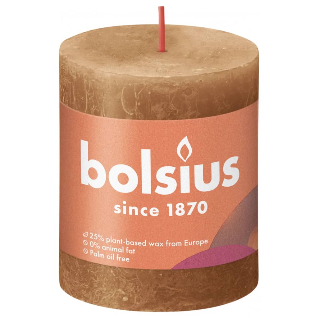 Bolsius Candele Rustiche a Colonna Shine 4 pz 80x68mm Marrone Speziato - homemem39