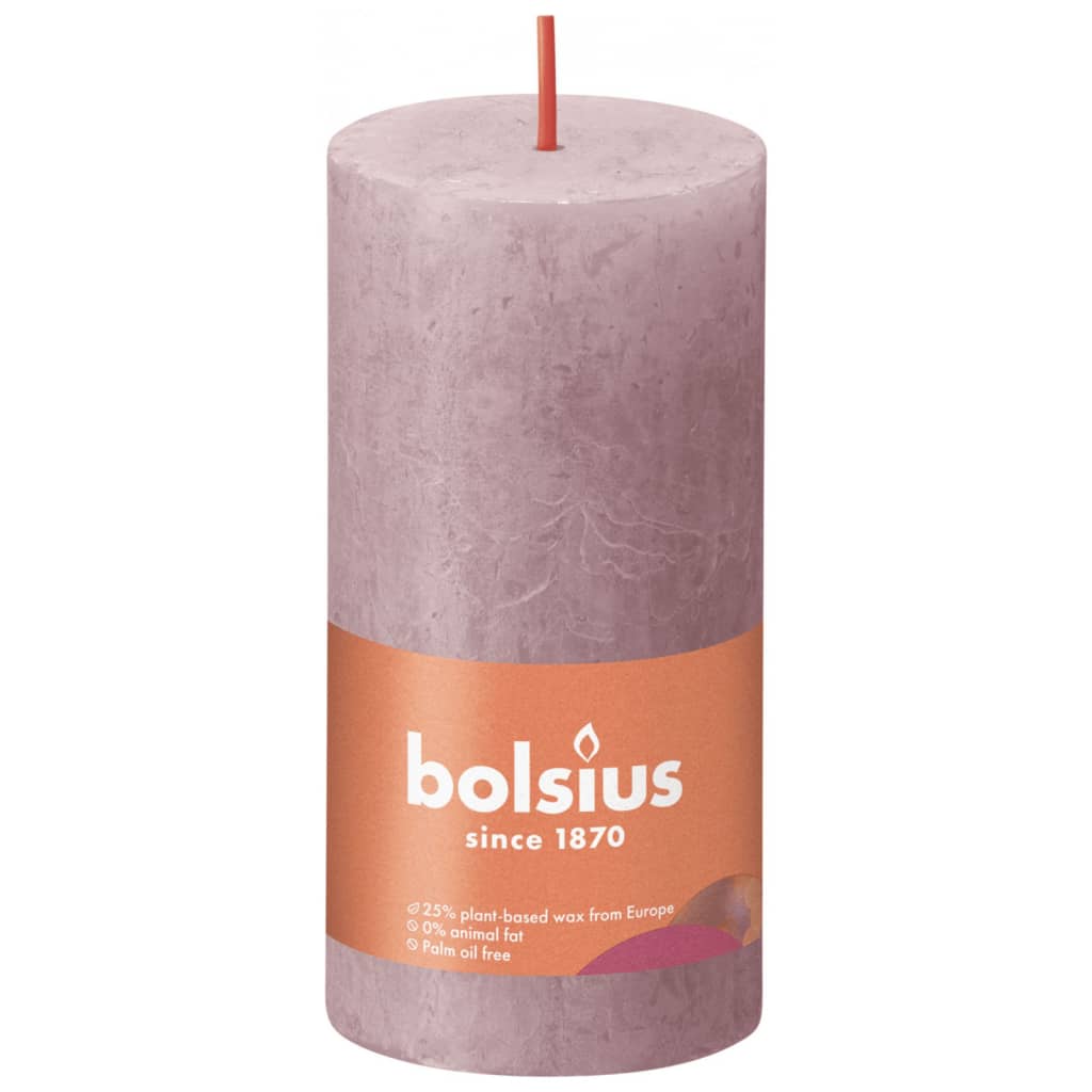 Bolsius Candele Rustiche a Colonna Shine 8 pz 100x50 mm Rosa Cenere - homemem39