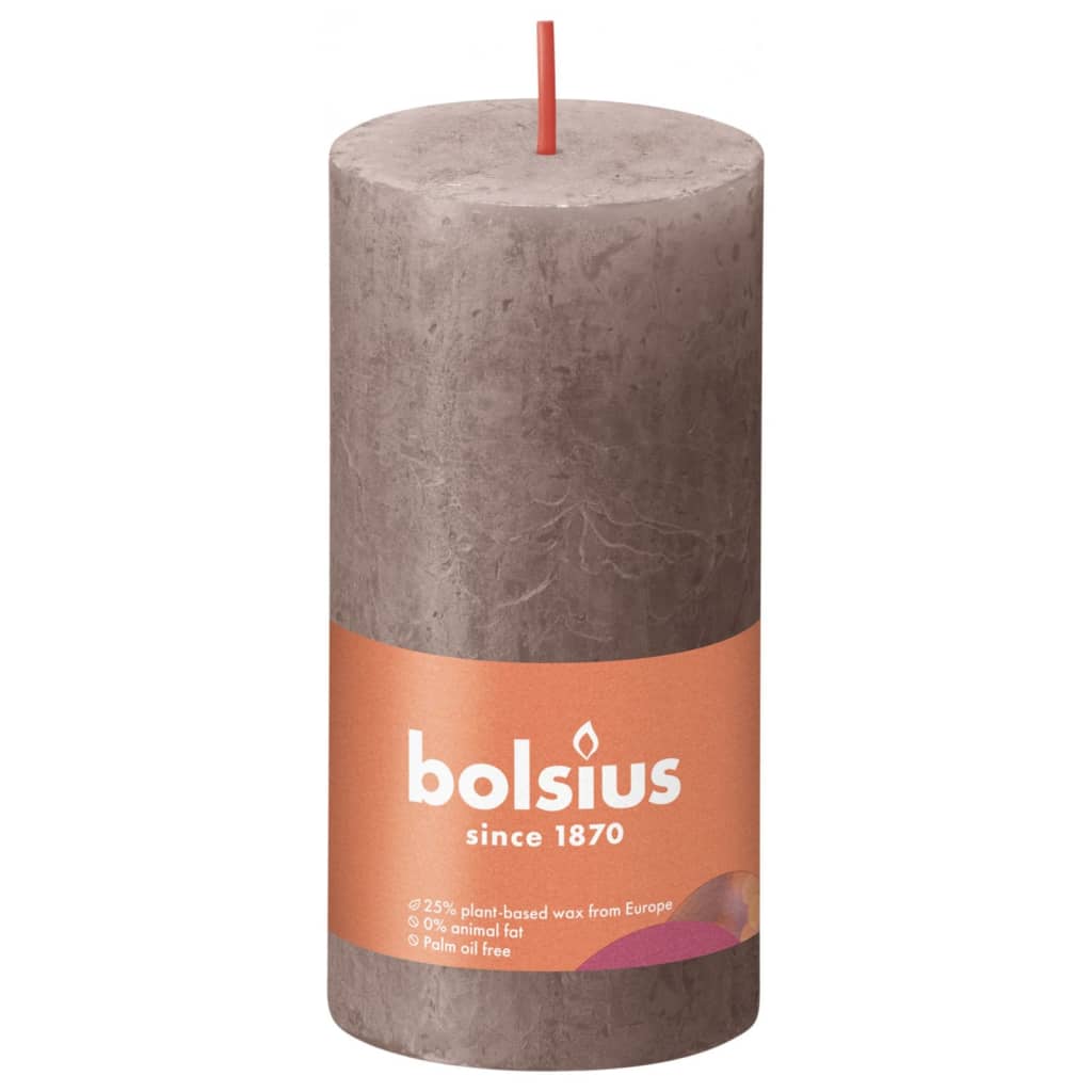 Bolsius Candele Rustiche a Colonna Shine 8 pz 100x50mm Tortora Rustico - homemem39