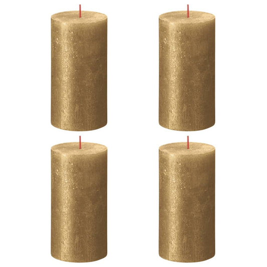 Bolsius Candele Pilastro Rustiche Shimmer 4 pz 130x68 mm Oro - homemem39