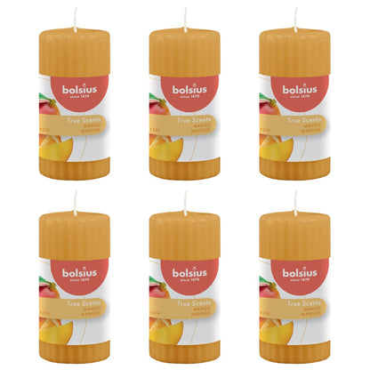 Bolsius Candele Profumate Rigate Pilastro 6 pz 120x58 mm Mango - homemem39