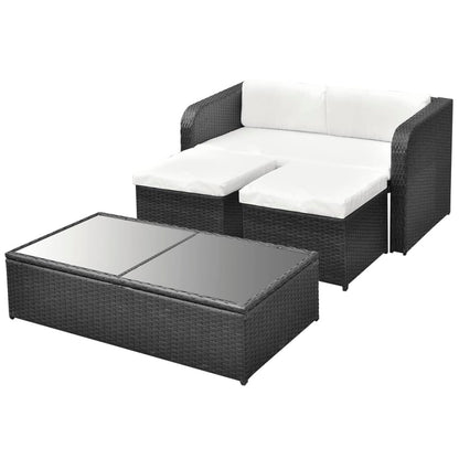 Set Divani da Giardino 4 pz con Cuscini in Polyrattan Nero - homemem39