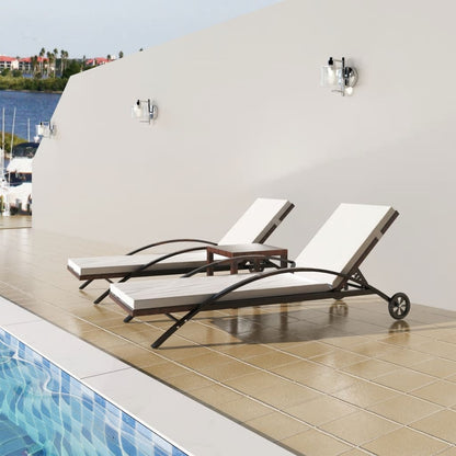 Lettini Prendisole con Tavolino in Polyrattan Marrone - homemem39