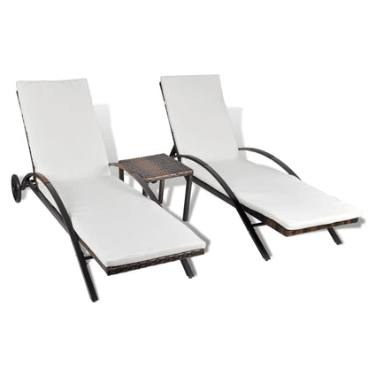 Lettini Prendisole con Tavolino in Polyrattan Marrone - homemem39