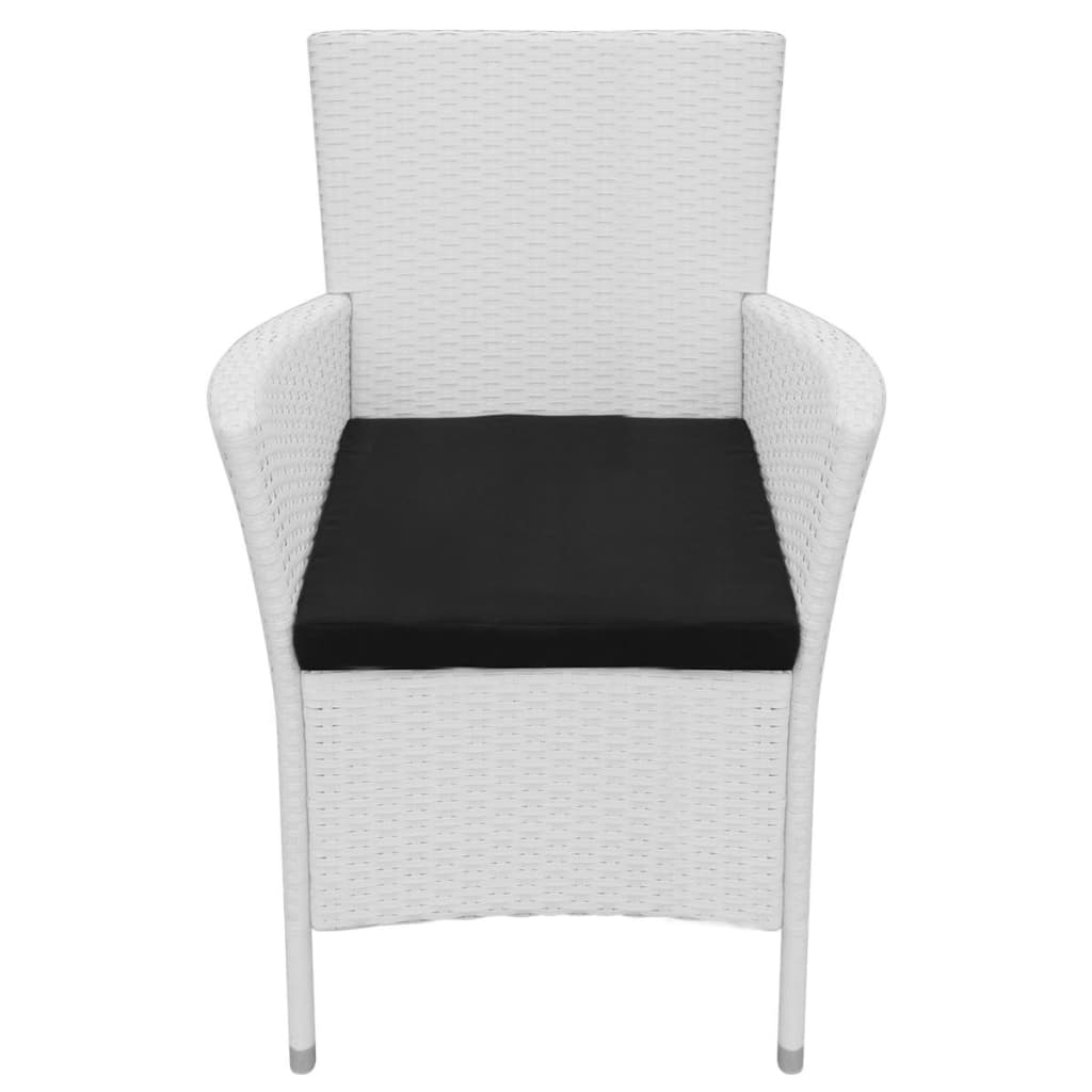 Set da Pranzo da Giardino 5 pz in Polyrattan Bianco Crema - homemem39