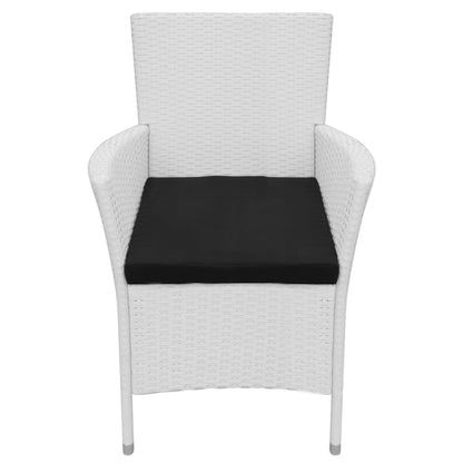 Set da Pranzo da Giardino 5 pz in Polyrattan Bianco Crema - homemem39