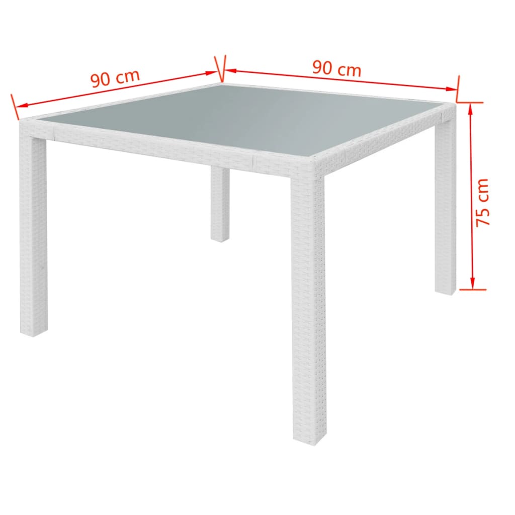 Set da Pranzo da Giardino 5 pz in Polyrattan Bianco Crema - homemem39