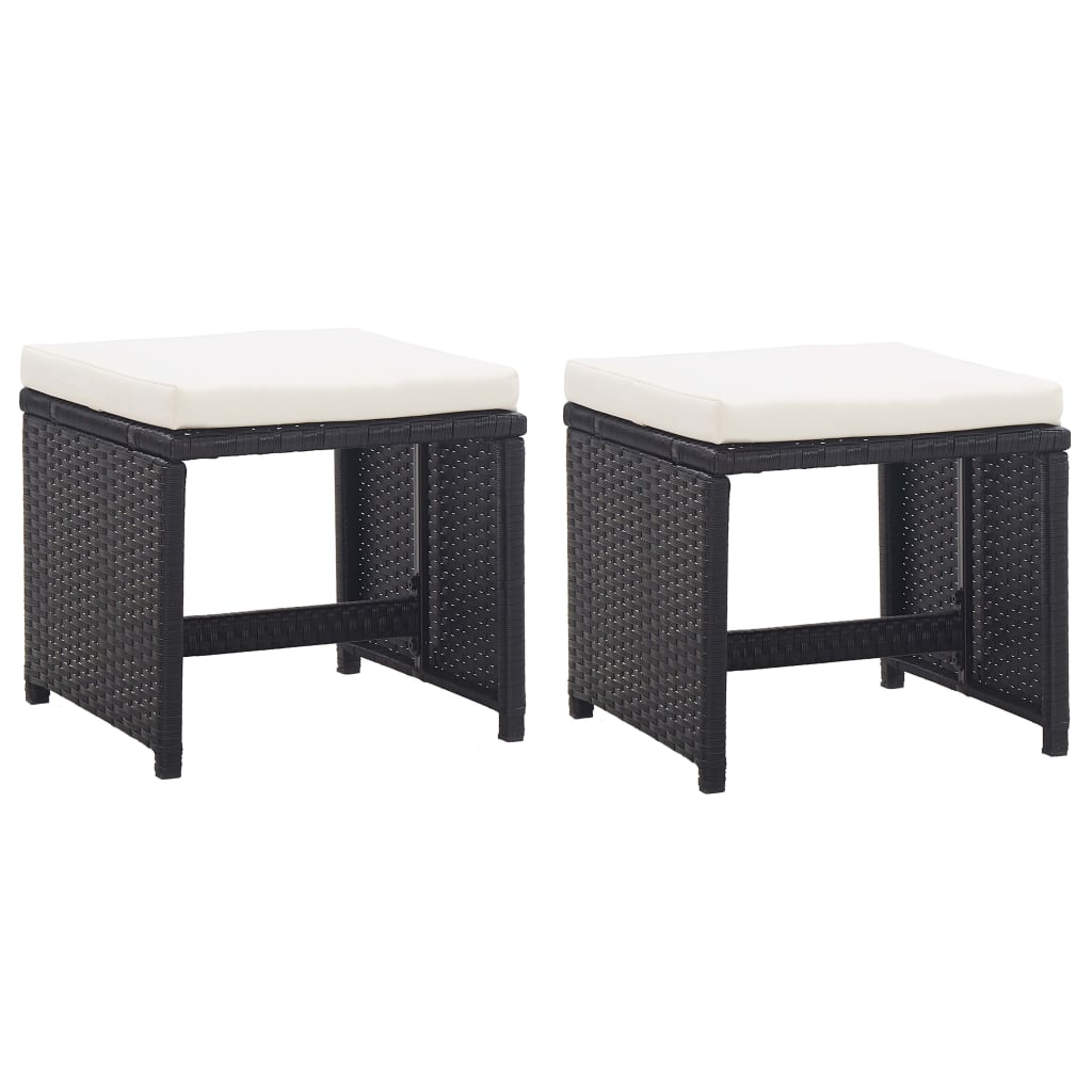 Set da Pranzo da Giardino 5 pz con Cuscini in Polyrattan Nero - homemem39