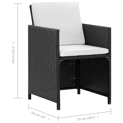 Set da Pranzo da Giardino 5 pz con Cuscini in Polyrattan Nero - homemem39