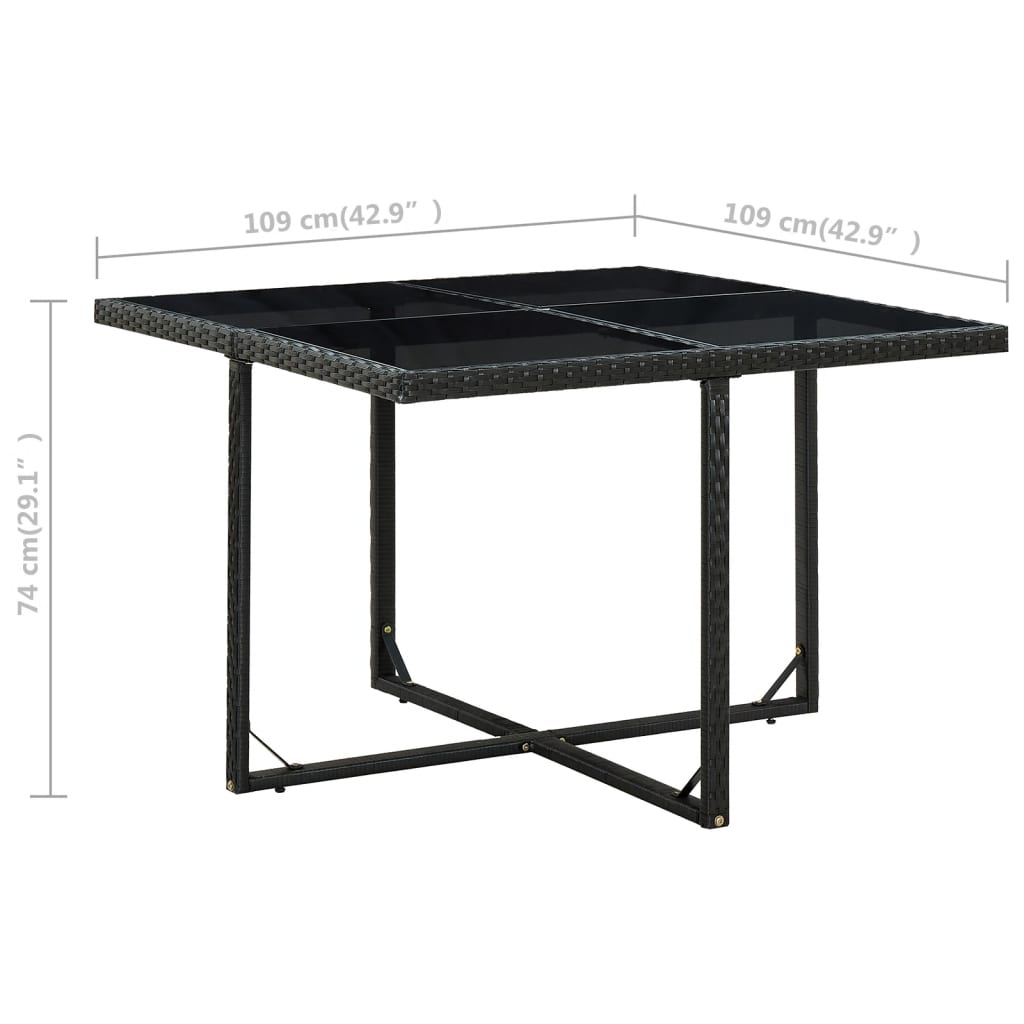 Set da Pranzo da Giardino 9 pz con Cuscini in Polyrattan Nero - homemem39