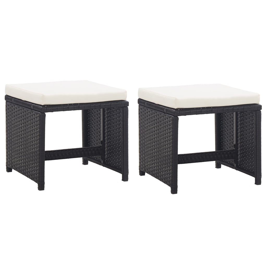 Set da Pranzo da Giardino 9 pz con Cuscini in Polyrattan Nero - homemem39