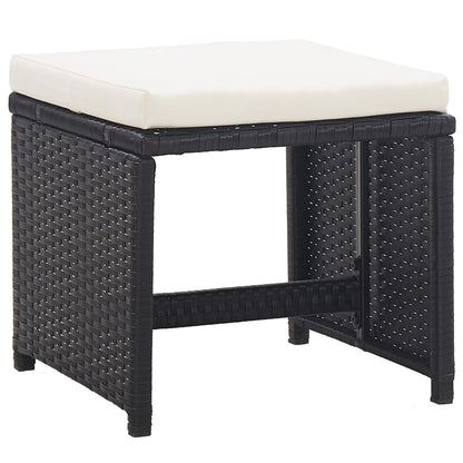 Set da Pranzo da Giardino 9 pz con Cuscini in Polyrattan Nero - homemem39