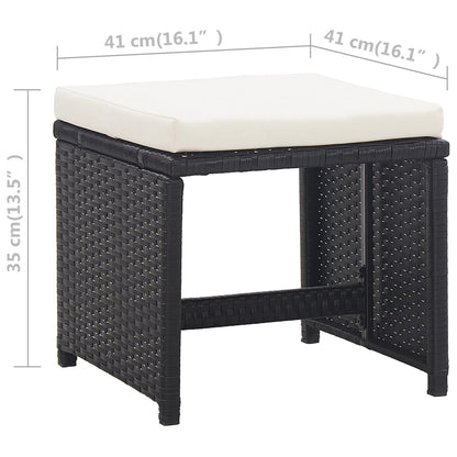 Set da Pranzo da Giardino 11 pz con Cuscini in Polyrattan Nero - homemem39