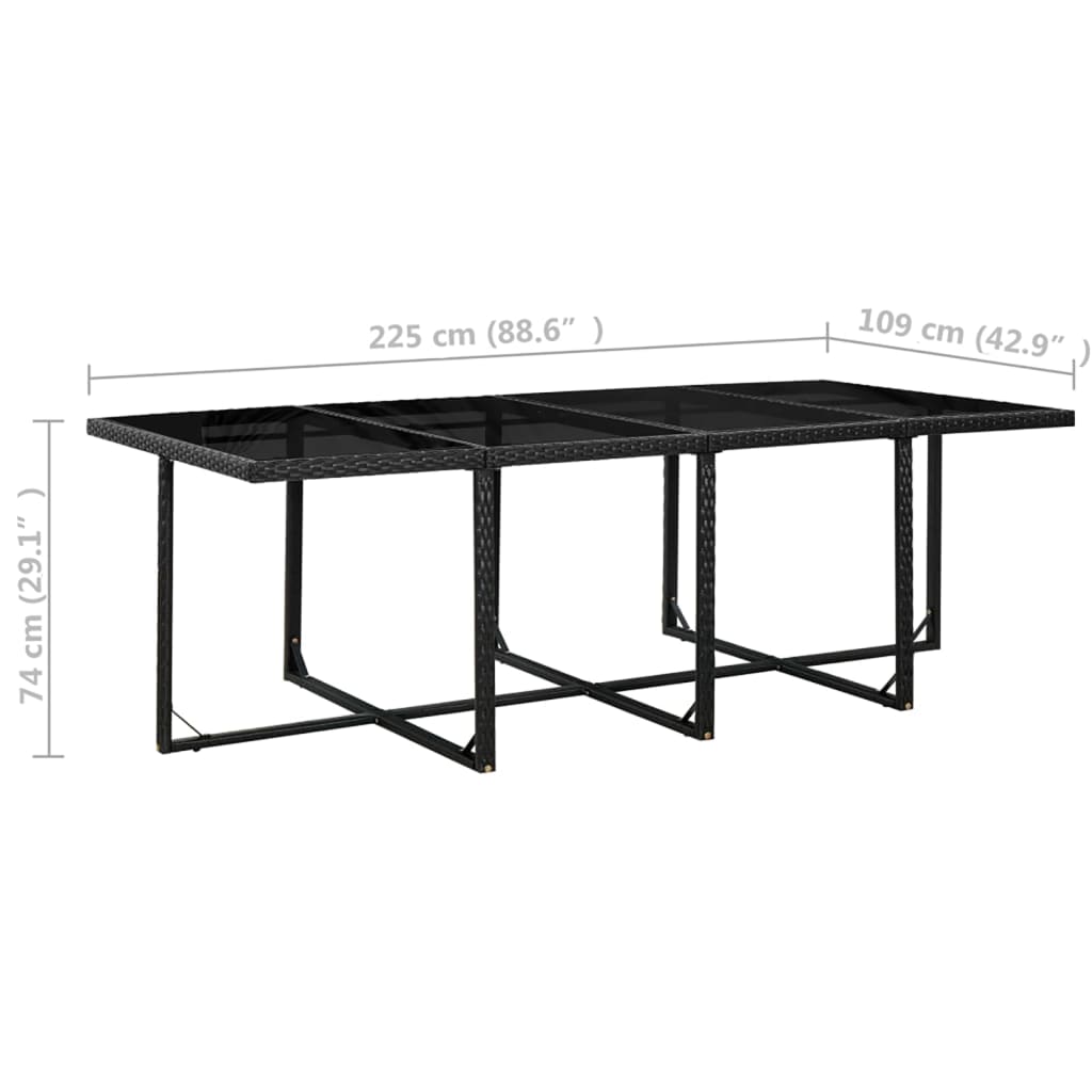 Set da Pranzo da Giardino 13 pz con Cuscini in Polyrattan Nero - homemem39