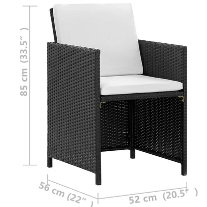 Set da Pranzo da Giardino 13 pz con Cuscini in Polyrattan Nero - homemem39