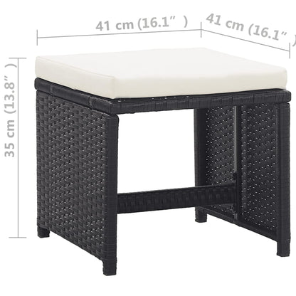 Set da Pranzo da Giardino 13 pz con Cuscini in Polyrattan Nero - homemem39