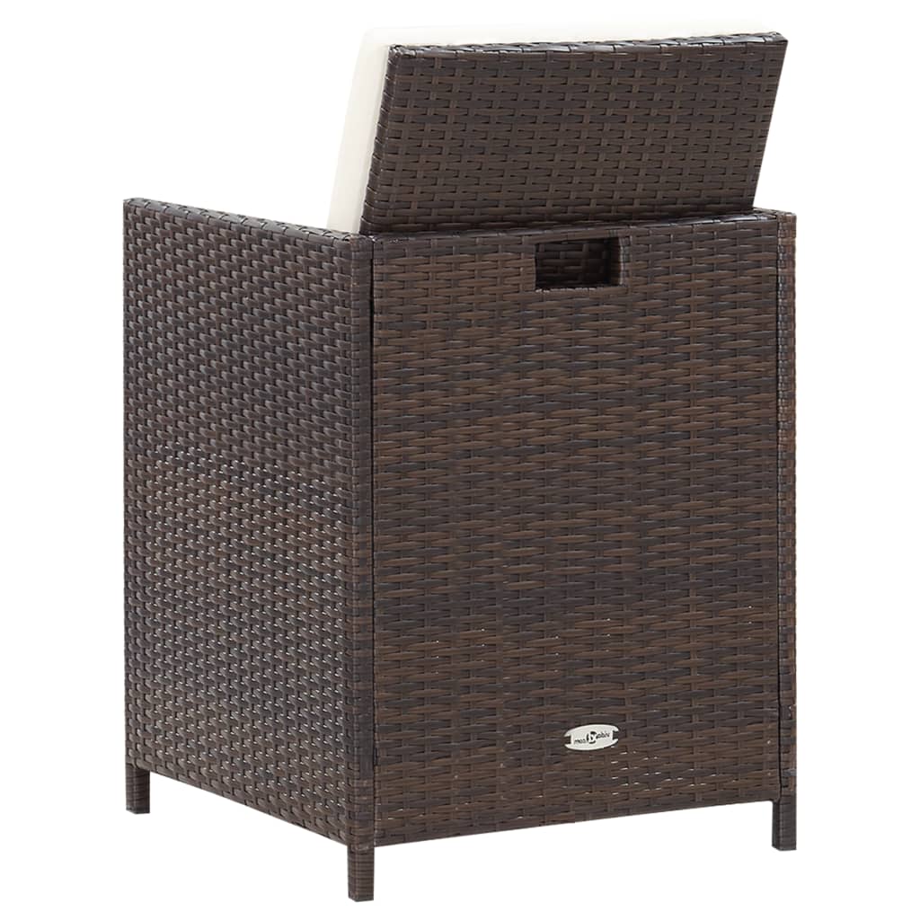 Set da Pranzo da Giardino 9 pz con Cuscini Polyrattan Marrone - homemem39