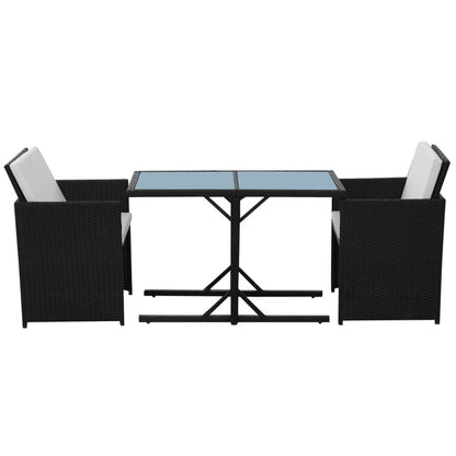 Set da Bistrot 3 pz con Cuscini in Polyrattan Nero - homemem39