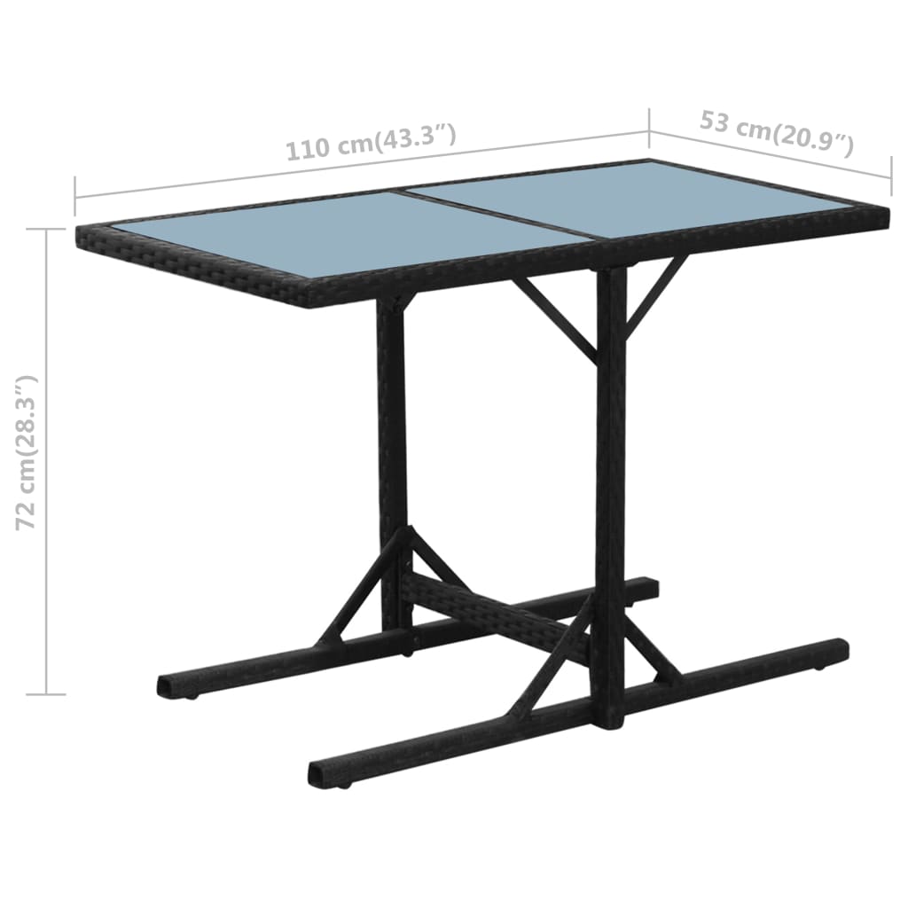 Set da Bistrot 3 pz con Cuscini in Polyrattan Nero - homemem39