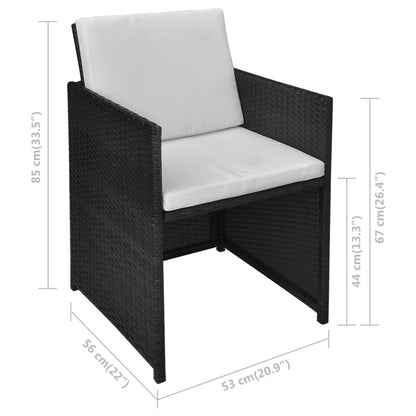 Set da Bistrot 3 pz con Cuscini in Polyrattan Nero - homemem39