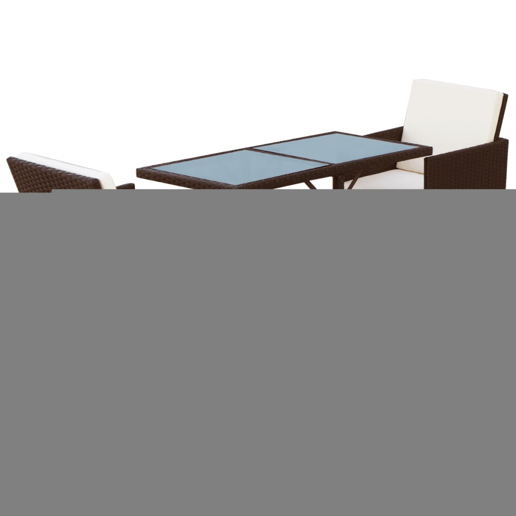 Set da Bistrot 3 pz con Cuscini in Polyrattan Marrone - homemem39