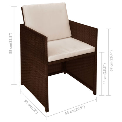 Set da Bistrot 3 pz con Cuscini in Polyrattan Marrone - homemem39