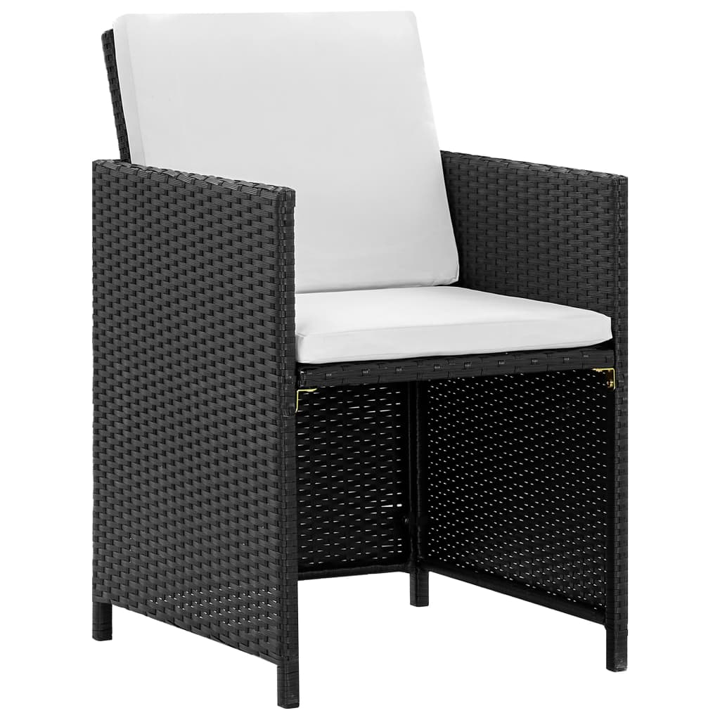 Set da Pranzo da Giardino 9 pz con Cuscini in Polyrattan Nero - homemem39