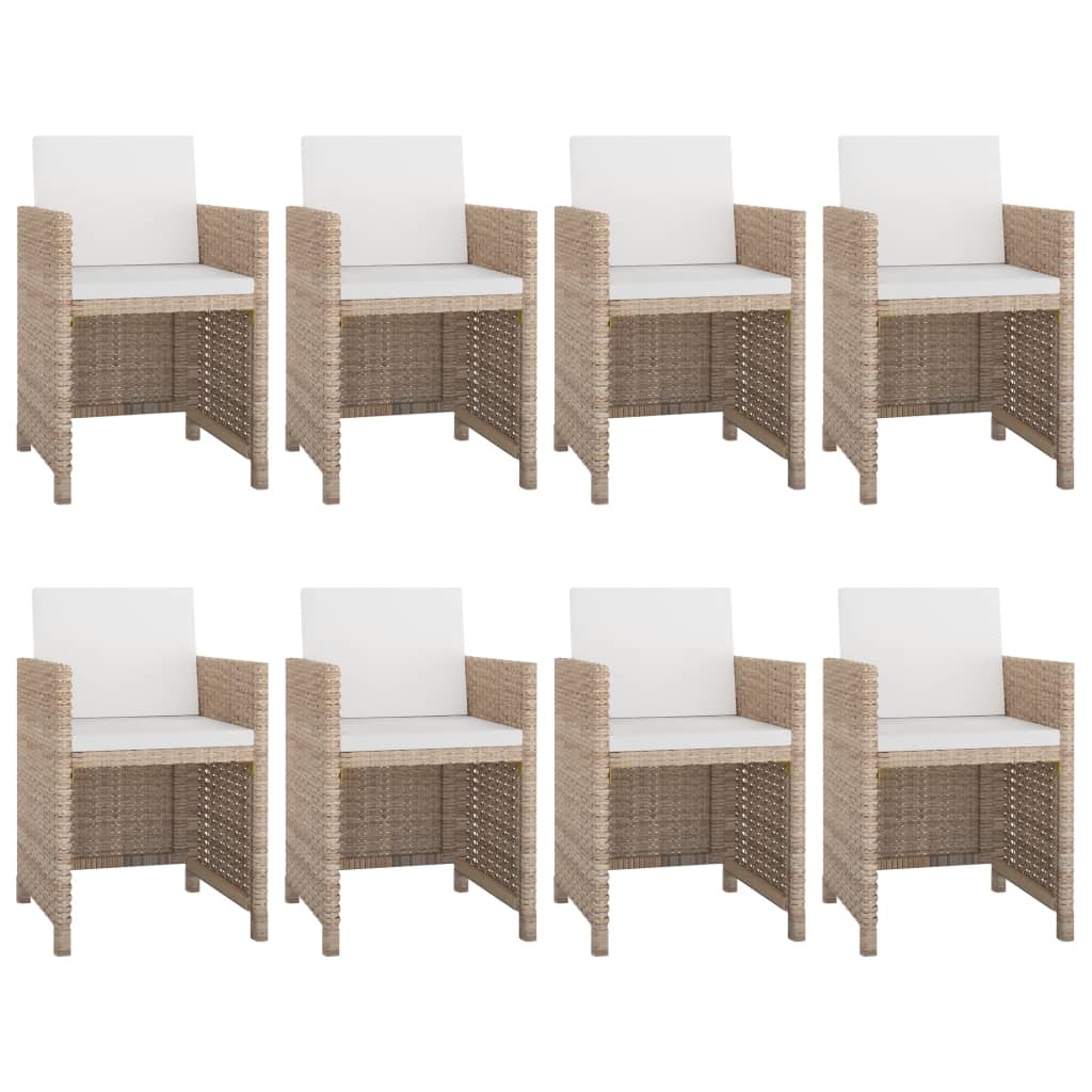 Set da Pranzo da Giardino 9 pz con Cuscini in Polyrattan Beige - homemem39