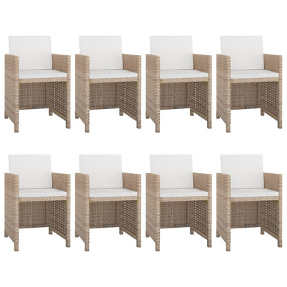 Set da Pranzo da Giardino 9 pz con Cuscini in Polyrattan Beige - homemem39