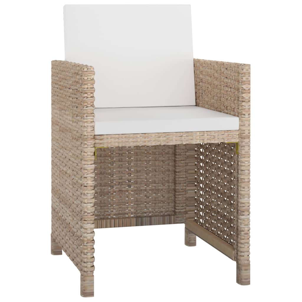 Set da Pranzo da Giardino 9 pz con Cuscini in Polyrattan Beige - homemem39