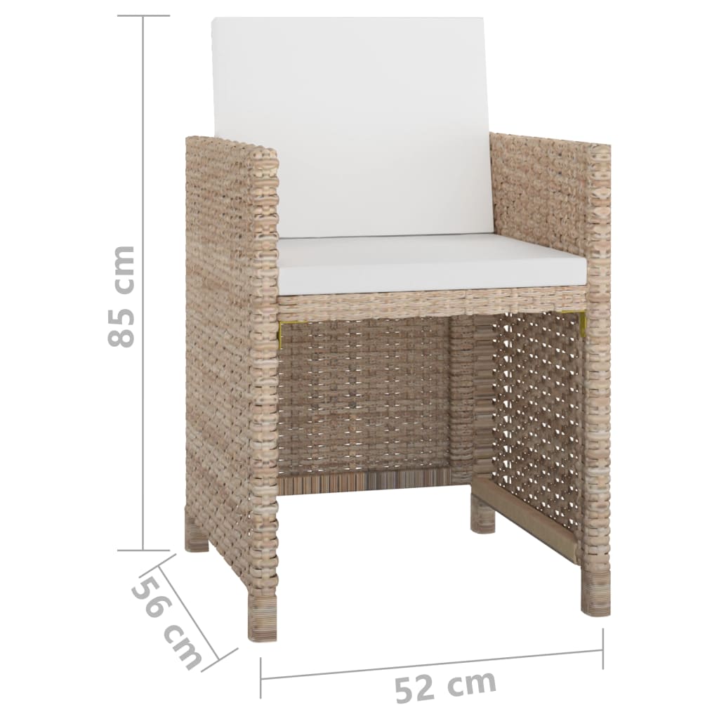 Set da Pranzo da Giardino 9 pz con Cuscini in Polyrattan Beige - homemem39