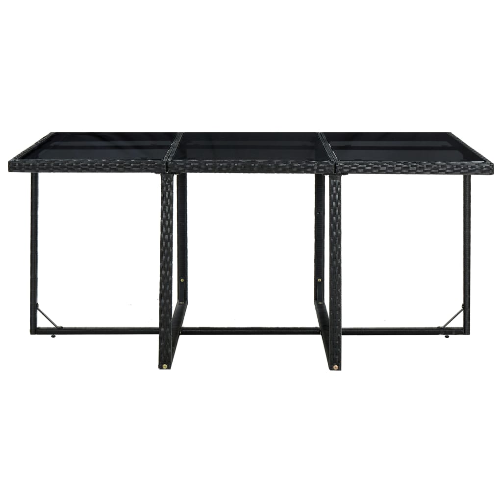 Set da Pranzo da Giardino 11 pz con Cuscini in Polyrattan Nero - homemem39