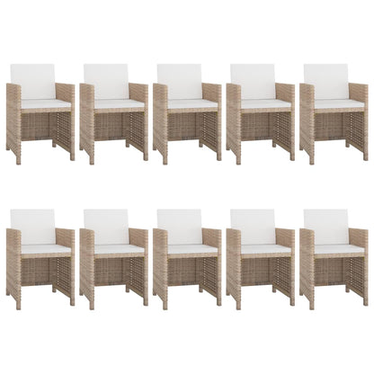 Set da Pranzo da Giardino 11 pz con Cuscini in Polyrattan Beige - homemem39