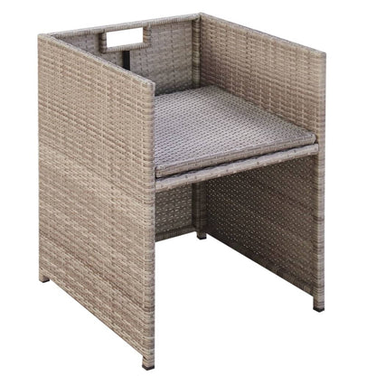 Set da Pranzo da Giardino 9 pz con Cuscini in Polyrattan Beige - homemem39