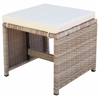 Set da Pranzo da Giardino 9 pz con Cuscini in Polyrattan Beige - homemem39