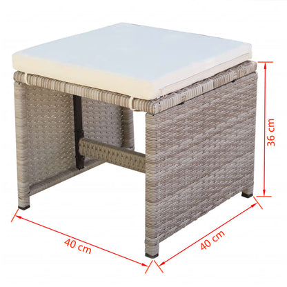 Set da Pranzo da Giardino 9 pz con Cuscini in Polyrattan Beige - homemem39