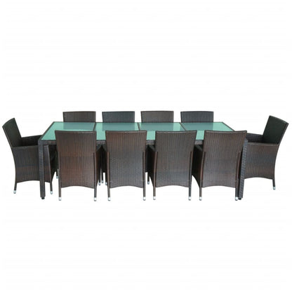 Set da Pranzo da Giardino 11 pz e Cuscini in Polyrattan Marrone - homemem39